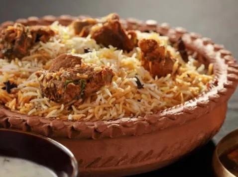 Plat de biryani au mouton pour l'Eid ul fitr en Inde