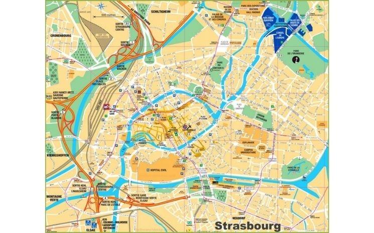 Carte de Strasbourg, permettant de voir l'érouv naturel autour du centre-ville