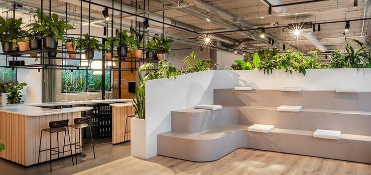 espace de travail avec des plantes au bureau