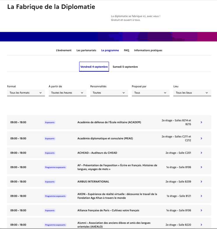 fabrique de la diplomatie, voici le programme