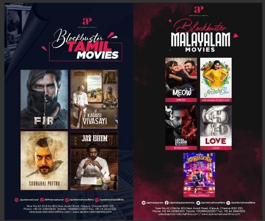 Affiches de films en tamoul et en malayalam