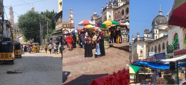 Le Charminar et le bazar d'Hyderabad