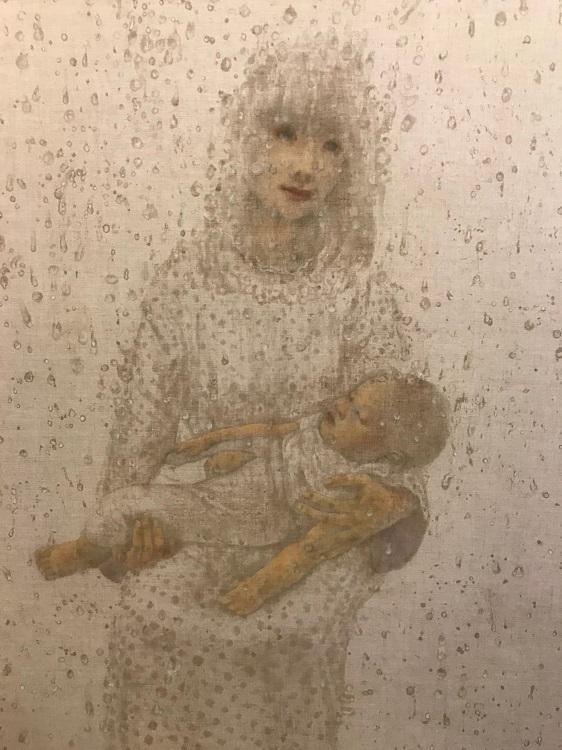 femme à l'enfant, peinture sur toile