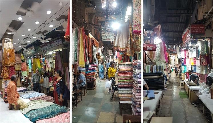 Les allées du marché Mangaldas à Mumbai