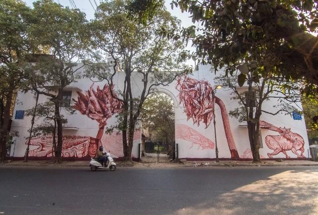 Fresque d'Amitabh Kumar au Lodhi art district de Delhi