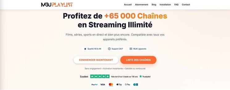 IPTV player m3u playlist français