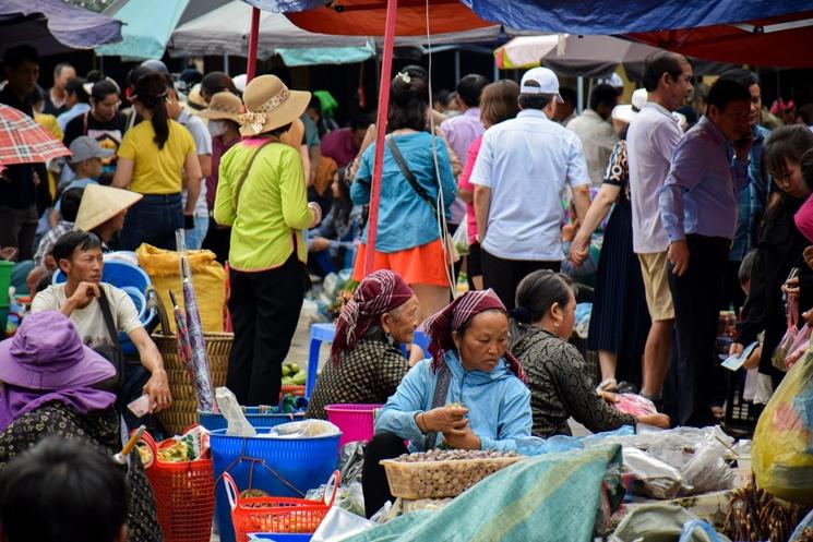 le marché de Bac Ha dans les montagnes du nord du Vietnam 