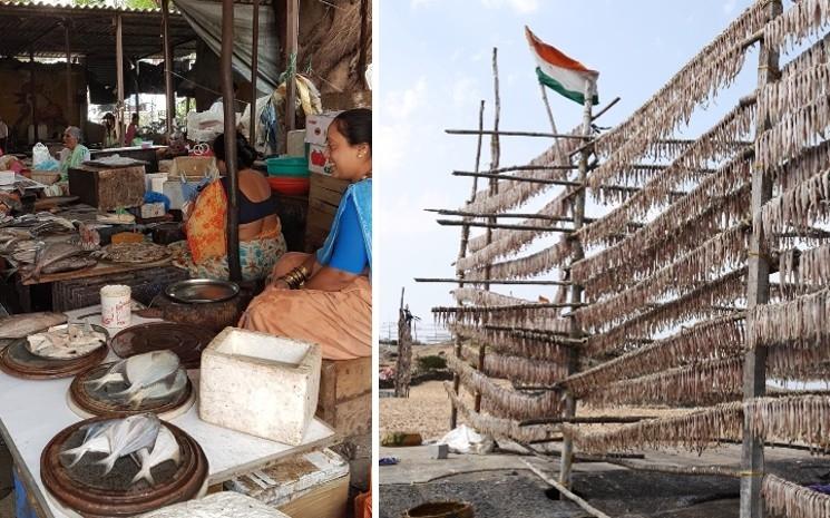 Un marché aux poissons et des poissons secs à Mumbai