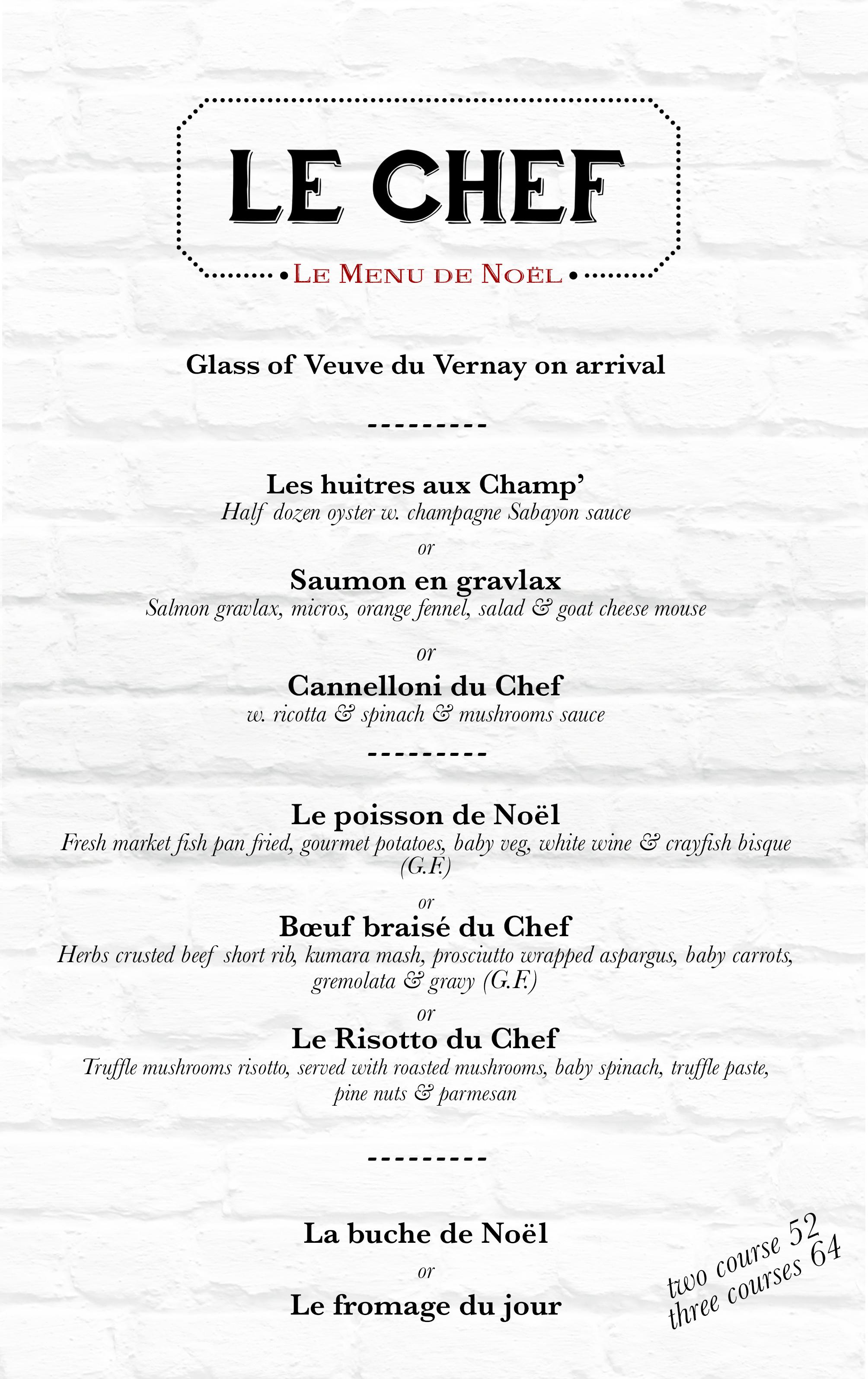 menu Le Chef