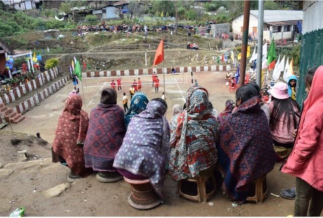 un match de volley-ball dans le Nagaland