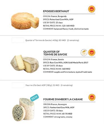 Cheese Club Hong Kong Fromages Français à des prix raisonnables