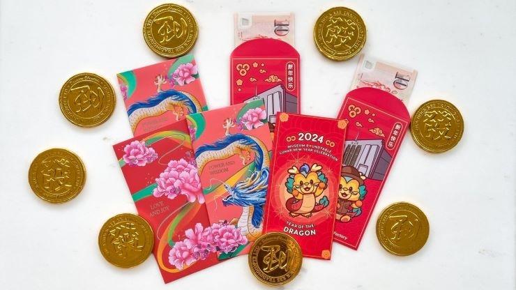 hong bao pièces en chocolat nouvel an chinois