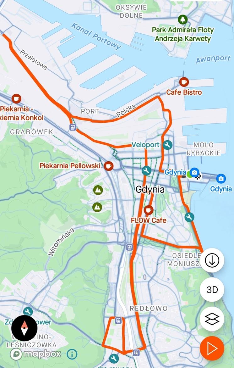 parcours du semi-marathon de Gdynia