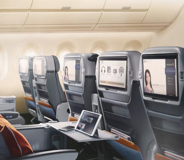 une cabine de l'A350 de Singapore Airlines 