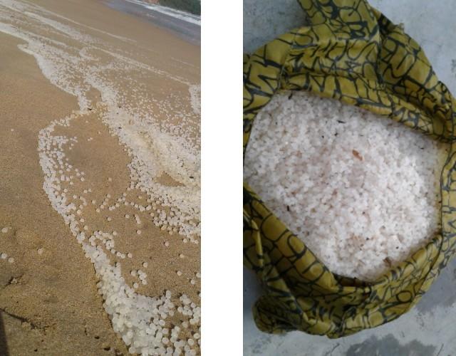 La plage de Weligama souillée par les billes de plastique