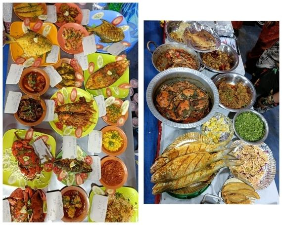 Des plats traditionnels de poissons au festival des Kolis de Versova