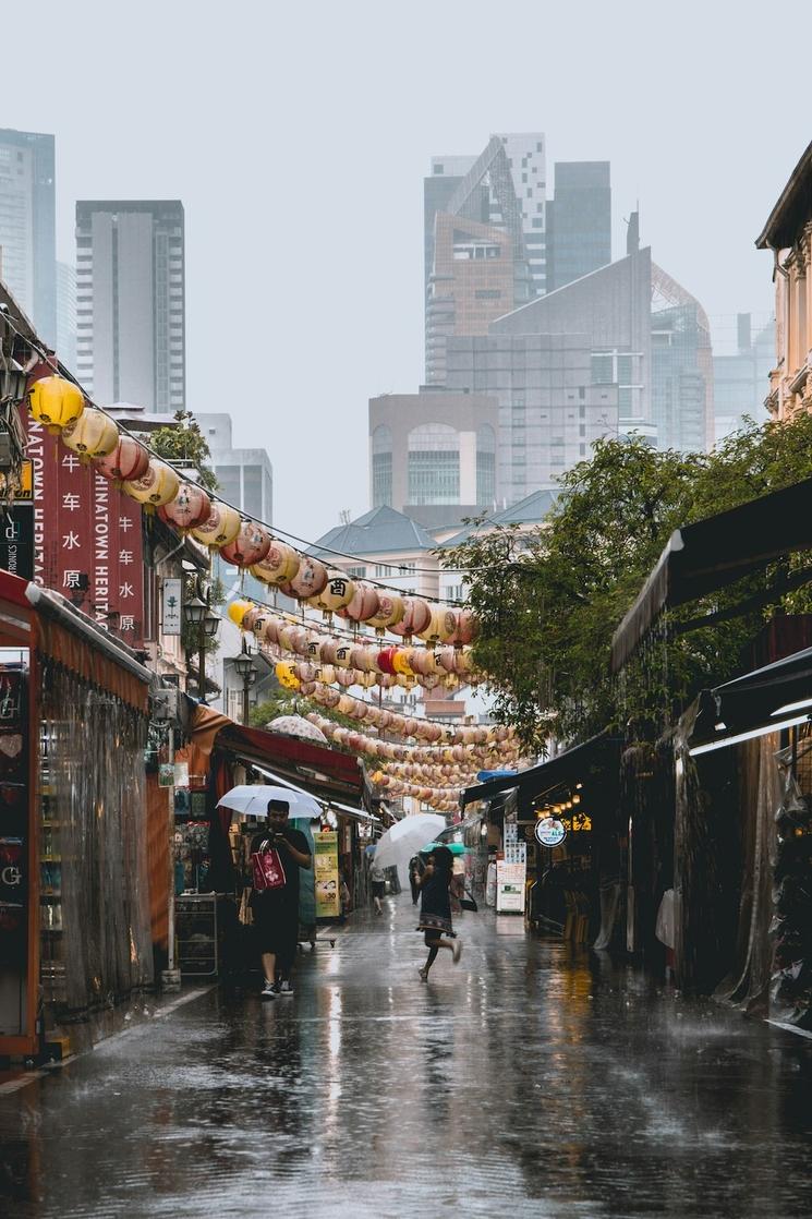 un jour de pluie à Singapour à Chinatown 