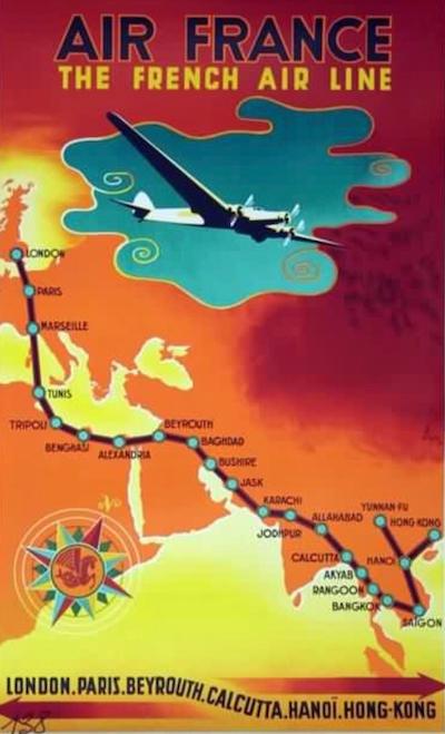 Affiche avion 1936 indochine