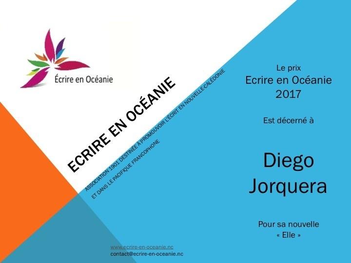 Diego Jorquera, lauréat prix Océanie 2017