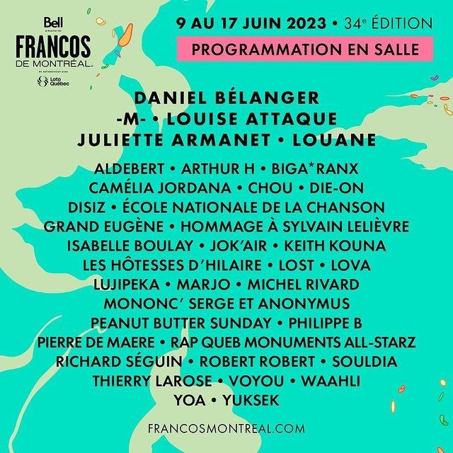 Programmation des concerts payants Francos de Montréal