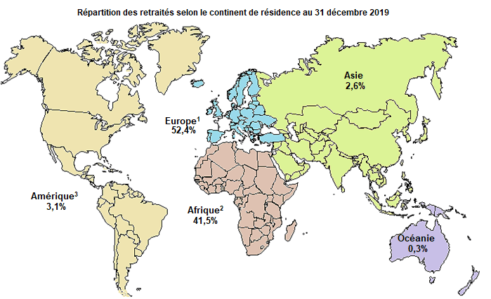 Carte de répartition des retraités à l'étranger