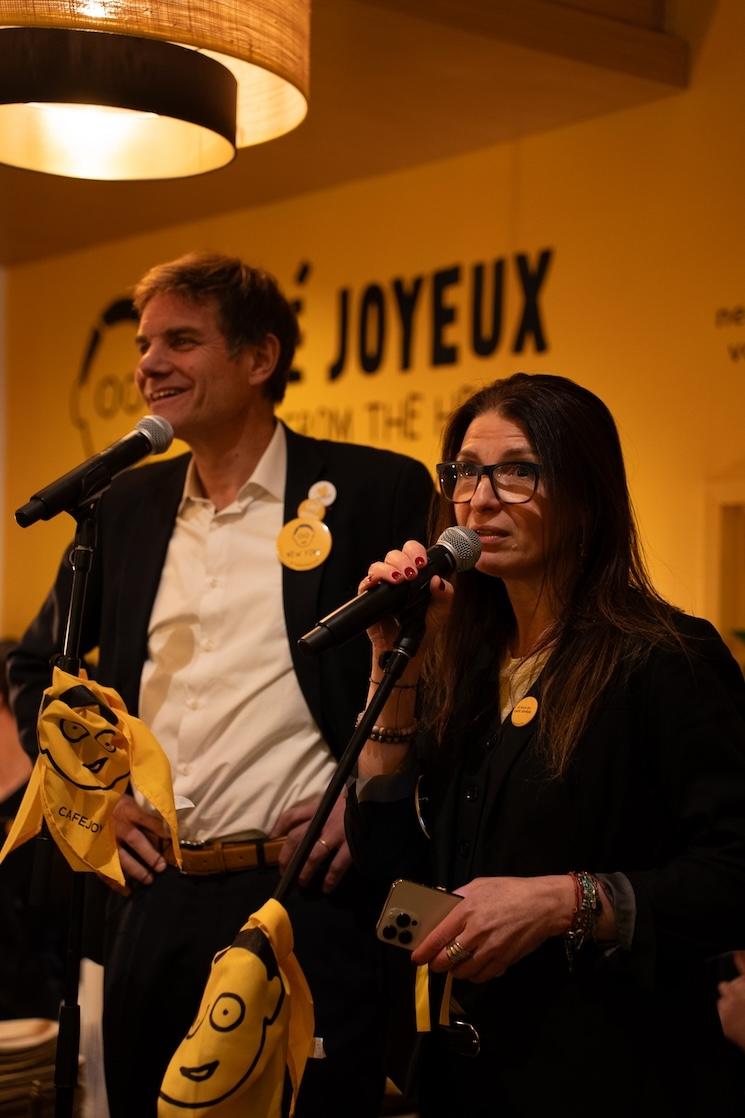 Yann Bucaille-Lanrezac et Sylvie Giret lors de l'inauguration du Café Joyeux à New York