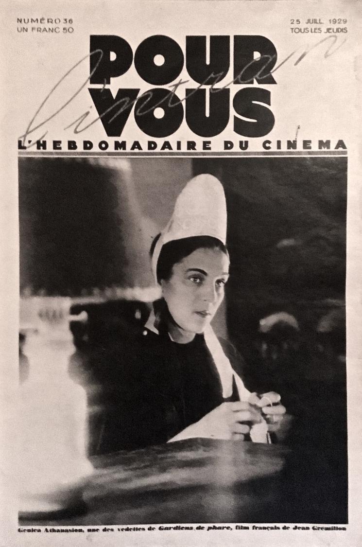 Couverture de revue pour la sortie de Gardiens de phare, second film de Jean Grémillon, en 1929 (Archives LM)