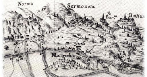 Gravure carte de Sermoneta