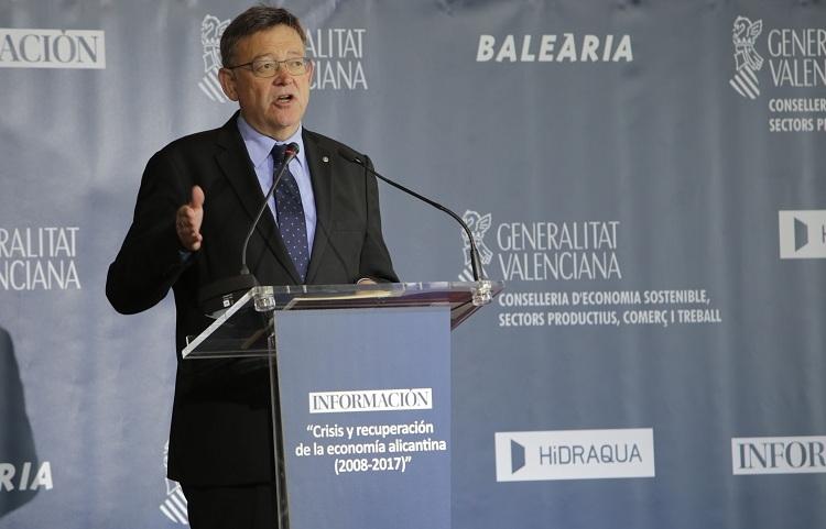 Ximo puig lors de la présentation du rapport sur la reprise du secteur economique