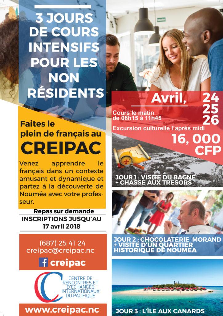 stage français FLE cours intensifs CREIPAC Nouvelle-Calédonie