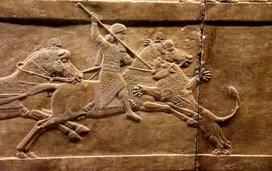 An Age of Luxury: the Assyrians to Alexander Roi Ashurbanipalsur son cheval. Alabaster bas-relief de Nineveh - 645-635 BCE au British Museum