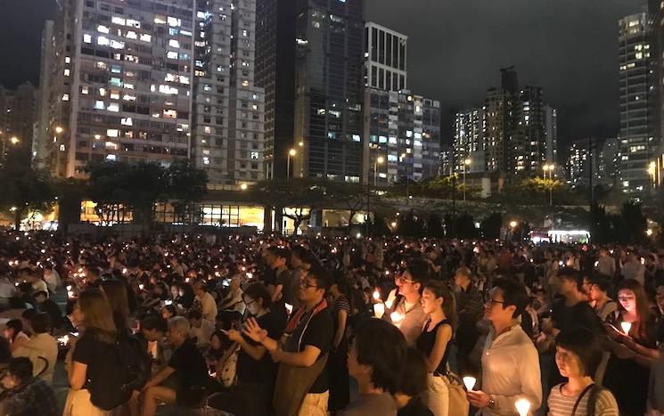 Parc Victoria Commémoration massacre Tiananmen Hong Kong veillée bougies du 4 juin 2018