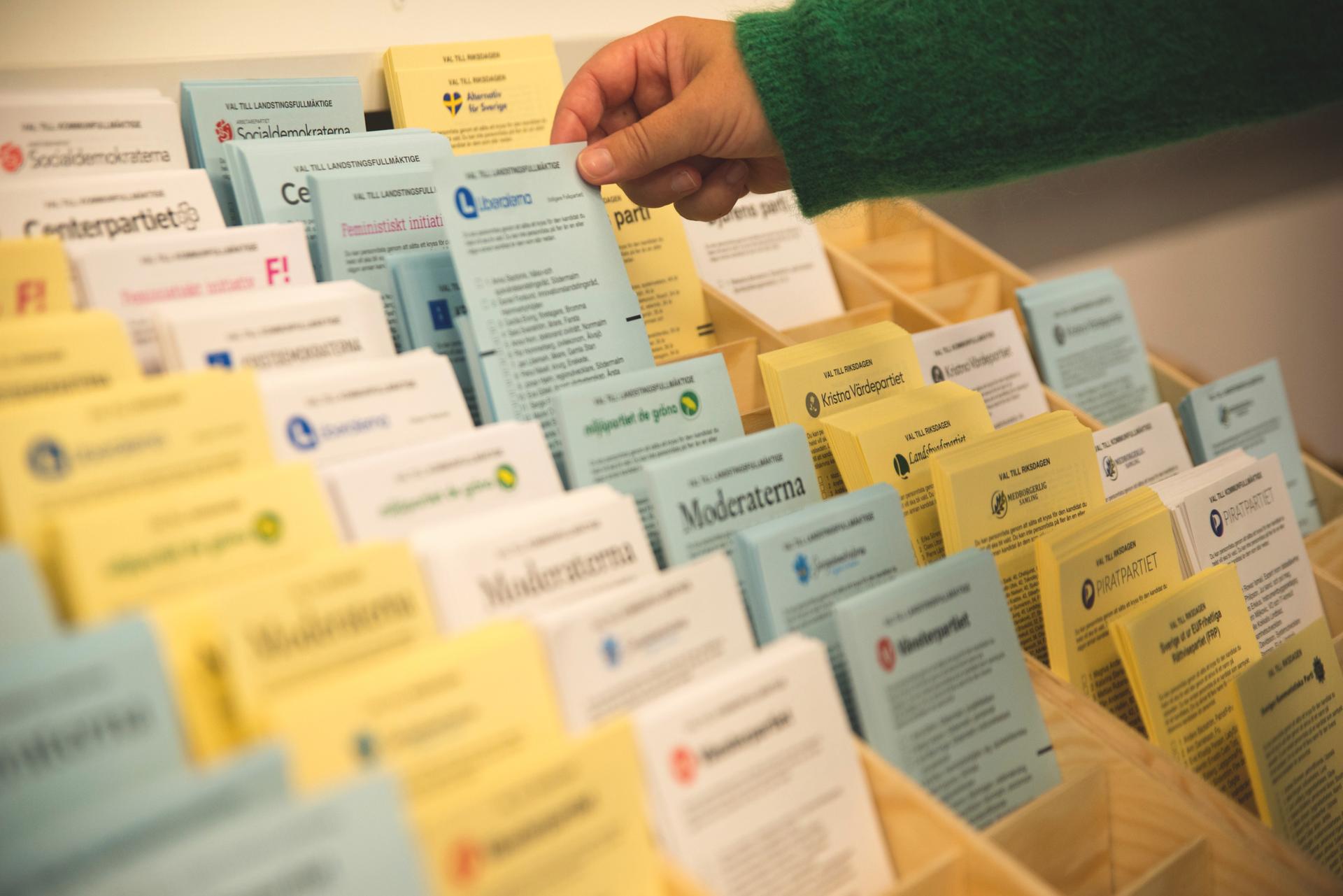 Bulletins de vote lors des élections suédoises