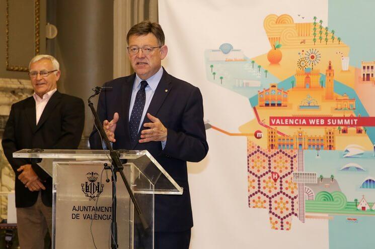 Ximo Puig et Joan Ribò lors de la présentation de la candidature de Valencia au Web Summit 2019