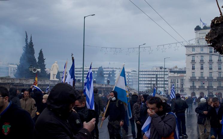 Accord de Prespes - Grand rassemblement sous une pluie de lacrymogènes