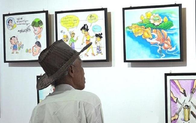 exposition dessinateurs de presse en birmanie