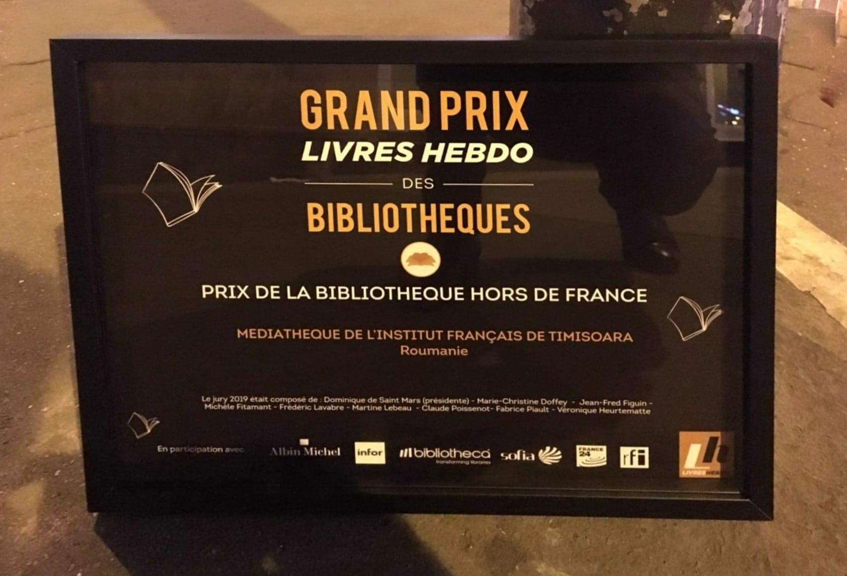 Prix Livres Hebdo de la Bibliothèque francophone Hors de France médiathèque institut français de Timisoara