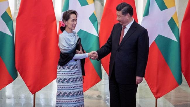 Aung San Suu Kyi Birmanie et Xi Jinping