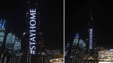 La Burj Khalifa affiche le mot d'ordre de la lutte anti-Coronavirus