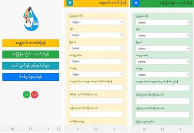 Les différents écrans de l'application Water Donation