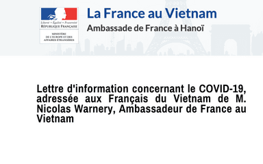 Lettre d'information adressée aux Français du Vietnam de M. Nicolas Warnery, Ambassadeur de France au Vietnam