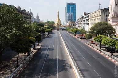 Les rues de Yangon sont vides avec le confinement partiel depuis le 11 avril