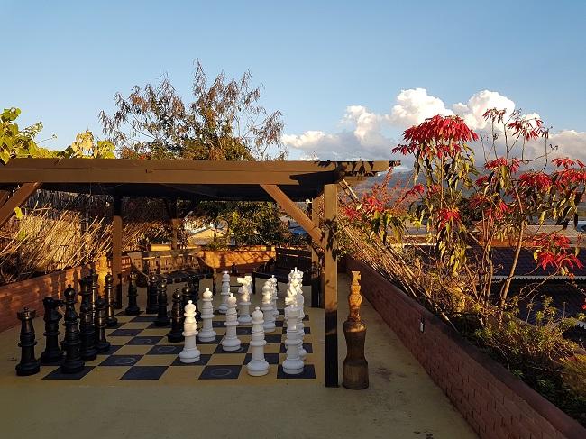 La vue depuis la terrasse de l'hôtel Thanaka-Inlé en Birmanie