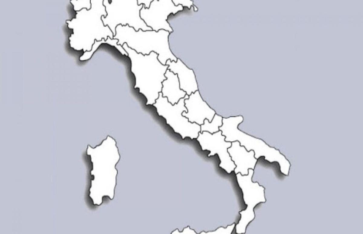 Carte d'Italie avec les zones blanches COVID