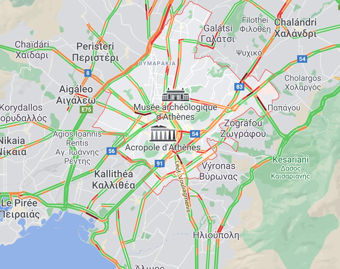 embouteillage sur Athènes
