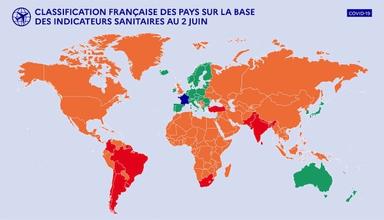 liste des pays à risque Covid par couleurs