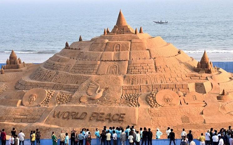 une sculpture sur sable de Sudarsan Pattnaik
