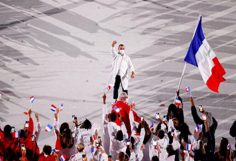L'équipe de France lors de la cérémonie d'ouverture des Jeux Olympiques de Tokyo, le 23 juillet 2021