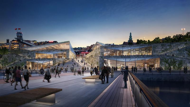 Mälarterassen, vy från vattentorget kväll