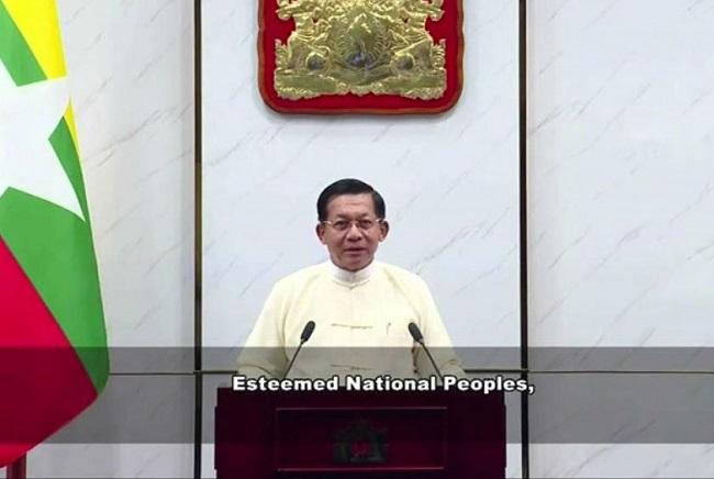Min Aung Hlaing lors de son discours du 1er aout en Birmanie